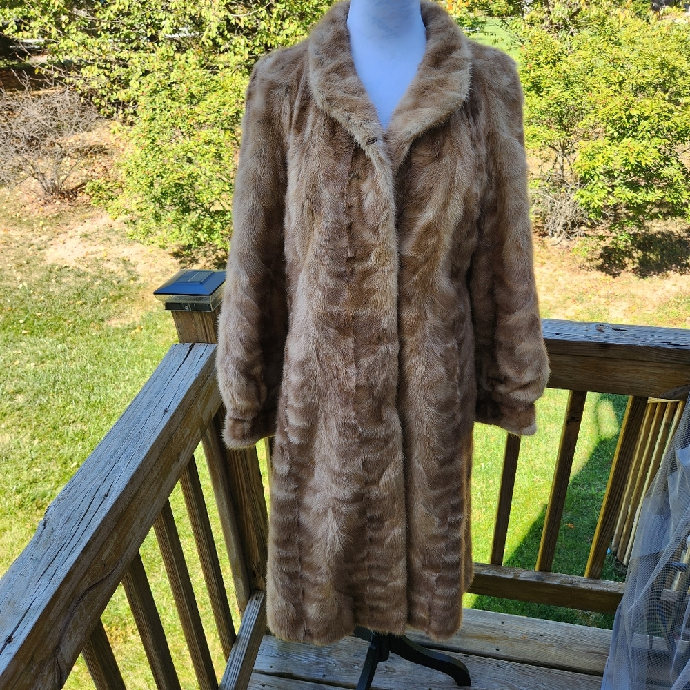 Vintage Pastel Mink Genuine Fur Long Coat Size M